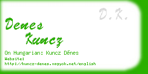 denes kuncz business card
