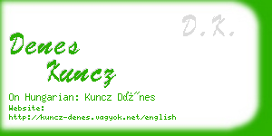 denes kuncz business card